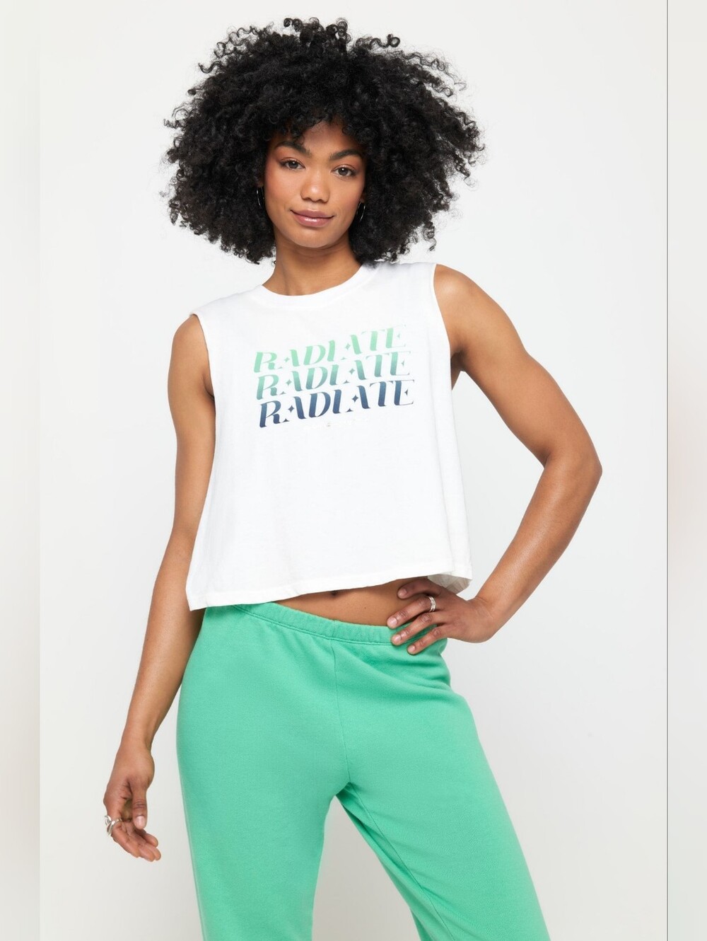 Spiritual Gangster "Fan Radiate Callie Crop Tank" - Large